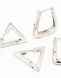 Rhodium Triangular Hoop Earring Pack - link has visual effect only