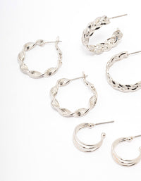 Rhodium Twisted Chain Hoop Earring 6-Pack - link has visual effect only