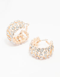 Rose Gold Wide Diamante Hoop Earrings - link has visual effect only