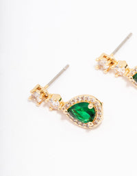 Gold Cubic Zirconia Petite Pear Drop Earrings - link has visual effect only