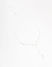 Silver Cubic Zirconia Leaf Trail Y Necklace - link has visual effect only