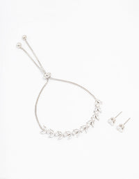 Rhodium Cubic Zirconia Vine Marquise Jewellery Set - link has visual effect only