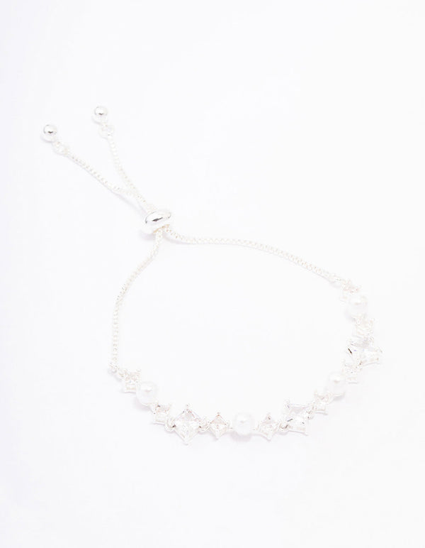 Silver Cubic Zirconia Toggle Bracelet