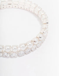 Silver Pearl Cubic Zirconia Bracelet - link has visual effect only