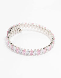 Silver Cubic Zirconia Wrapped Pink Bracelet - link has visual effect only