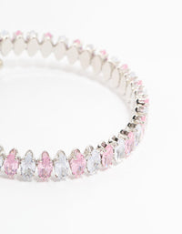 Silver Cubic Zirconia Wrapped Pink Bracelet - link has visual effect only