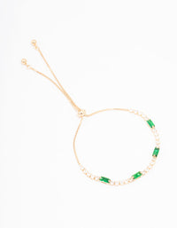 Gold Cubic Zirconia Emerald Toggle Bracelet - link has visual effect only