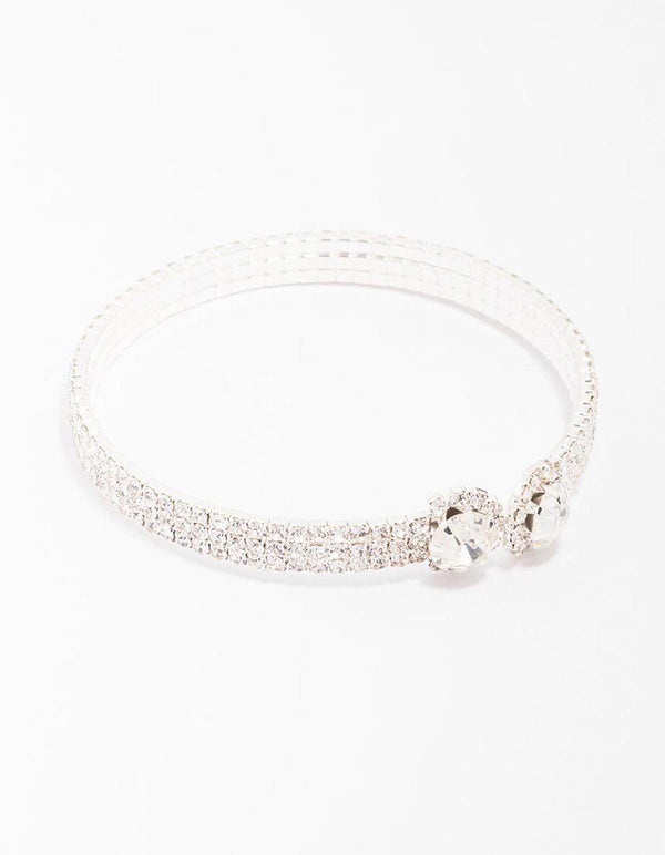 Silver Diamante Wrist Cuff