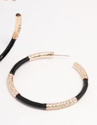 Gold & Black Large Hoop Earrings - link has visual effect only