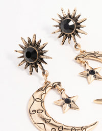 Antique Gold Stone Celestial Drop Earrings - link has visual effect only