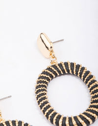 Black & Gold Metallic Circle Drop Earrings - link has visual effect only