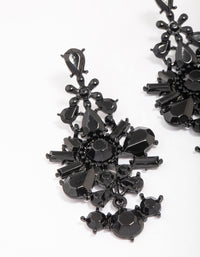 Jet Black Stone Cluster Drop Earrings - link has visual effect only