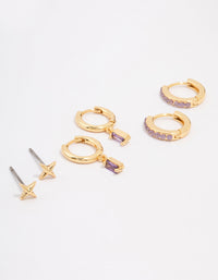 Gold Plated Barbie Baguette Hoop Earring 3-Pack - link has visual effect only