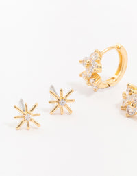 Gold Plated North Star Earring 3-Pack - link has visual effect only