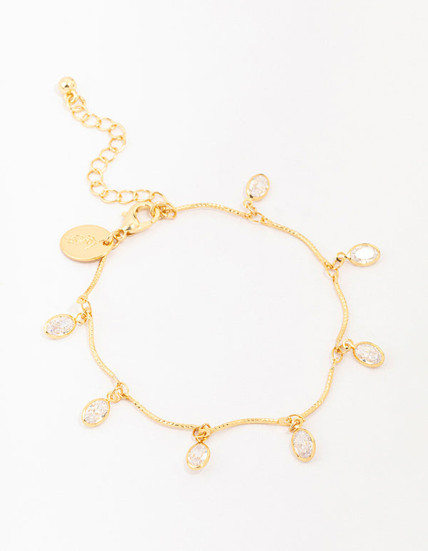 Gold Plated Vine Crystal Charm Bracelet