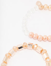 Rose Gold Beaded Multi Pack Of 3 Stretch Bracelets - link has visual effect only