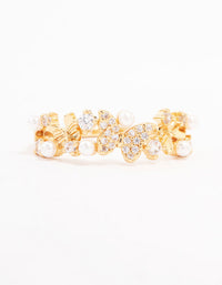 Gold Plated Butterfly Pearl Band Ring - link has visual effect only