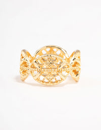 Gold Plated Filigree Oval Band Ring - link has visual effect only