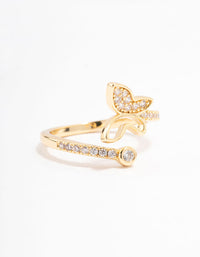 Gold Plated Butterfly Cubic Zirconia Wrapped Ring - link has visual effect only