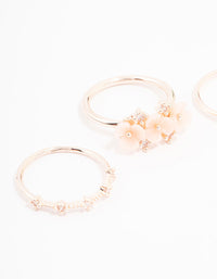 Rose Gold Plated Triple Flower Stacking Ring Pack - link has visual effect only