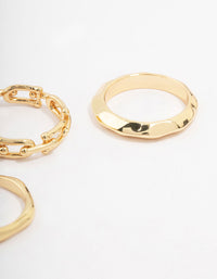 Gold Plated Chain Link Stacking Ring 3-Pack - link has visual effect only