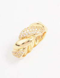 Gold Plated Cubic Zirconia Braided Ring - link has visual effect only