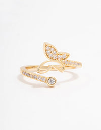 Gold Plated Butterfly Cubic Zirconia Wrapped Ring - link has visual effect only