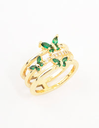 Gold Plated Triple Butterfly Band Ring - link has visual effect only