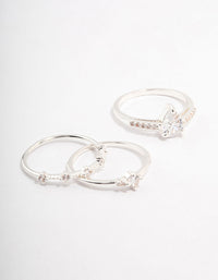 Silver Plated Elegant Stacking Ring 3-Pack - link has visual effect only