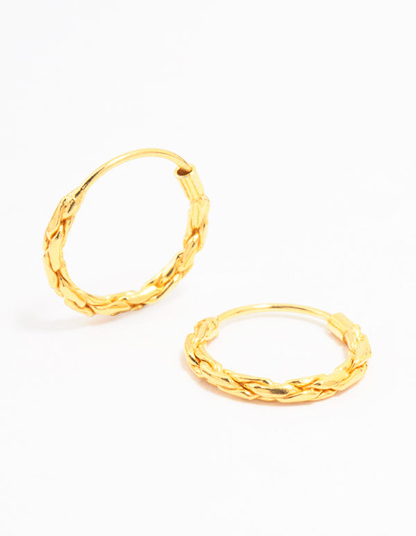 Gold Plated Sterling Silver Twisted Hoop Earrings