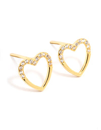 Gold Plated Sterling Silver Heart Stud Earrings - link has visual effect only