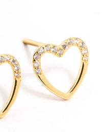 Gold Plated Sterling Silver Heart Stud Earrings - link has visual effect only