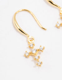 Gold Plated Sterling Silver Cubic Zirconia Cross Dangly Earrings - link has visual effect only