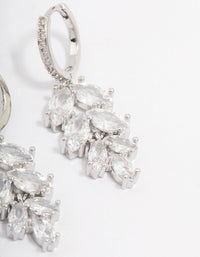 Silver Cubic Zirconia Leaf Huggie Drop Earrings - link has visual effect only