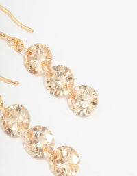 Gold Cubic Zirconia Triple Row Hook Earrings - link has visual effect only