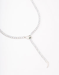 Rhodium Cubic Zirconia Snake Y-Shape Necklace - link has visual effect only