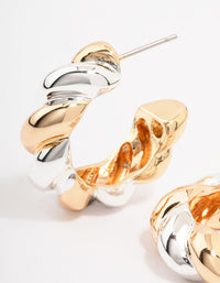 Two-Toned Twisted Chubby Hoop Earrings - link has visual effect only