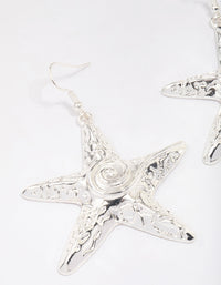 Silver Molten Starfish Drop Earrings - link has visual effect only