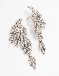 Antique Silver Diamante Wing Drop Earrings - link has visual effect only