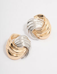 Two-Toned Swirling Knotted Stud Earrings - link has visual effect only