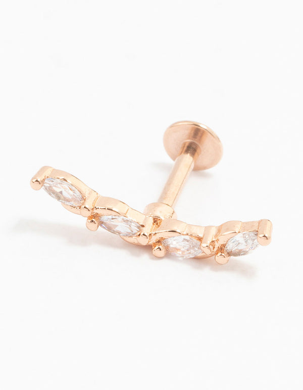 Rose Gold Plated Surgical Steel Marquise Weave Flat Back