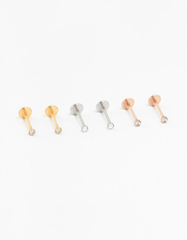 Mini Mixed Metals Diamante Flat Backs 6-Pack