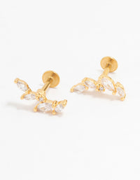 Gold Plated Surgical Steel Marquise Crawler Flat Back 2-Pack - link has visual effect only