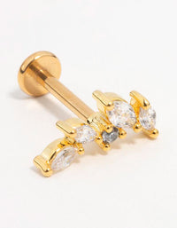 Gold Plated Surgical Steel Marquise Crawler Flat Back Earring - link has visual effect only