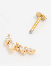 Gold Plated Surgical Steel Four Leaf Crawler Flat Back - link has visual effect only