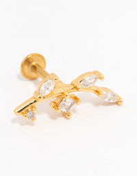 Gold Plated Surgical Steel Dainty Leaf Flat Back - link has visual effect only