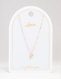 Rose Gold Mini Butterfly Pendant Necklace - link has visual effect only