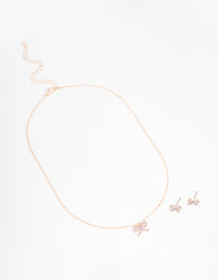 Rose Gold Bow Diamante Jewellery Set - link has visual effect only