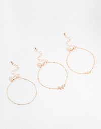 Rose Gold Pretty Butterfly Bracelets 3-Pack - link has visual effect only