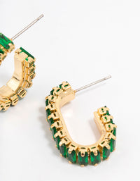 Gold Plated Horizontal Baguette Emerald Oval Hoop Earrings - link has visual effect only